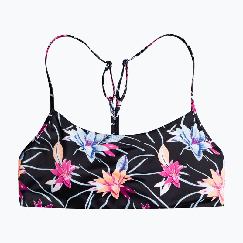 ROXY Active Bralette top costume da bagno antracite/floreale 5