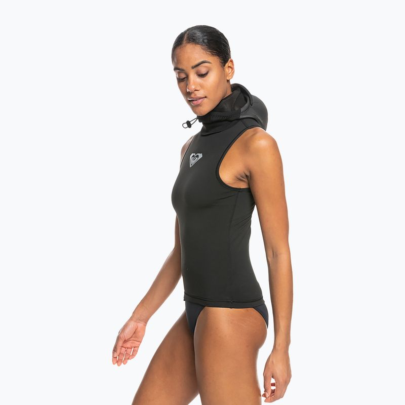 Gilet per muta da donna ROXY 2.0 mm Swell Series con cappuccio in neoprene nero vero 7