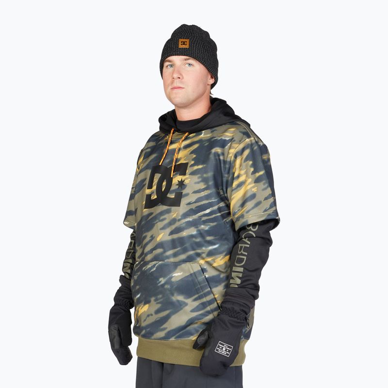 Felpa da snowboard DC Dryden angolata tie dye verde edera da uomo