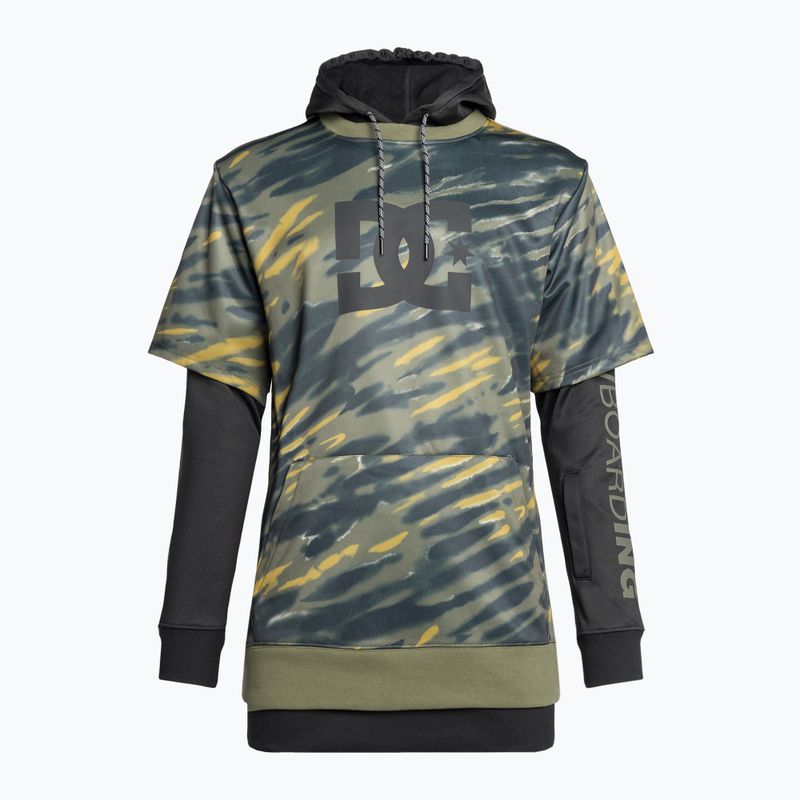 Felpa da snowboard DC Dryden angolata tie dye verde edera da uomo 7