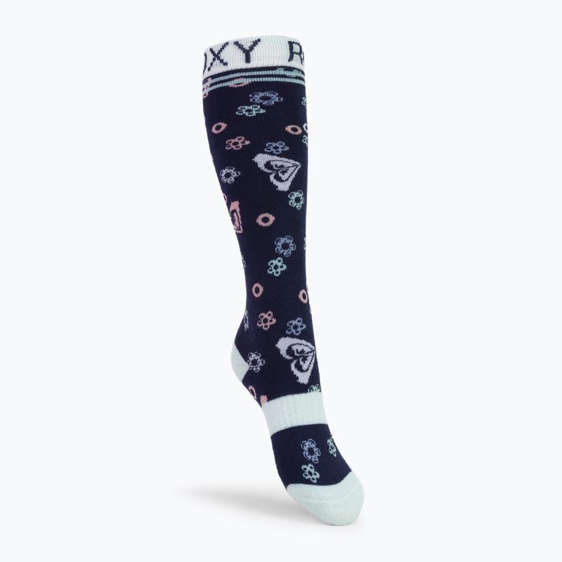 Calzini da snowboard per bambini ROXY Frosty blu medievale con logo neo