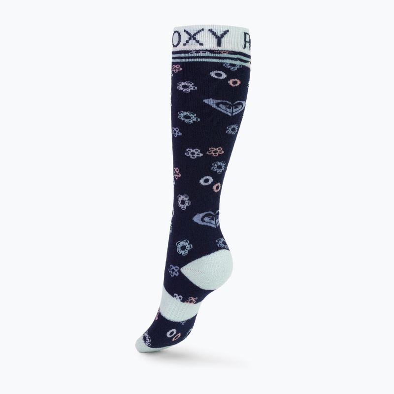 Calzini da snowboard per bambini ROXY Frosty blu medievale con logo neo 2