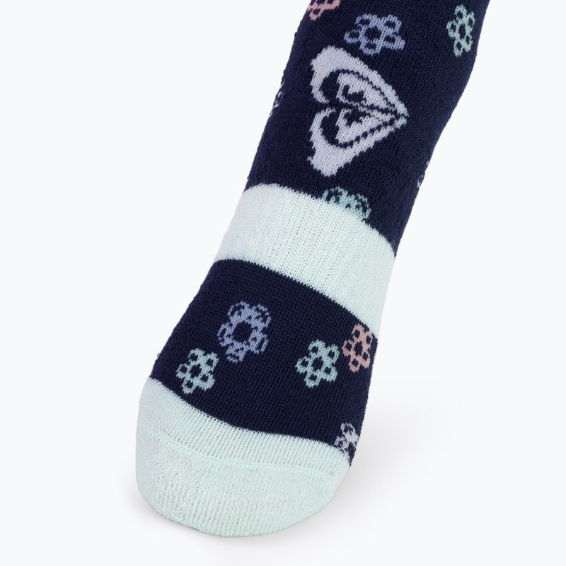 Calzini da snowboard per bambini ROXY Frosty blu medievale con logo neo 3