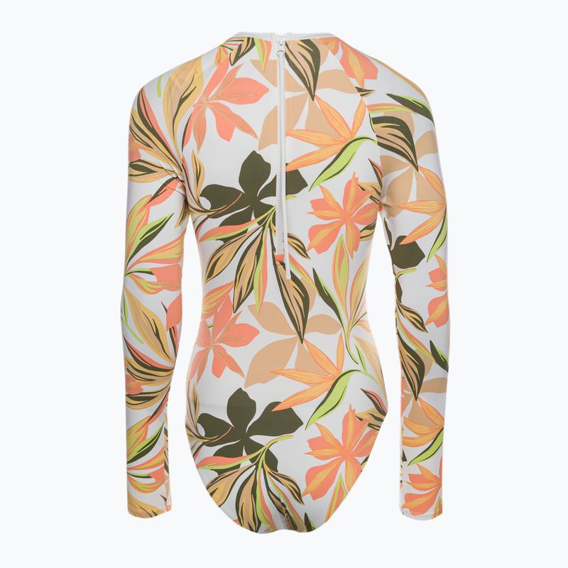 Costume da bagno intero donna ROXY Print Mix Solid bianco brillante sottilmente salato piatto 2