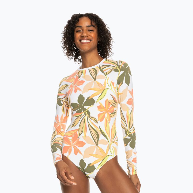 Costume da bagno intero donna ROXY Print Mix Solid bianco brillante sottilmente salato piatto 4
