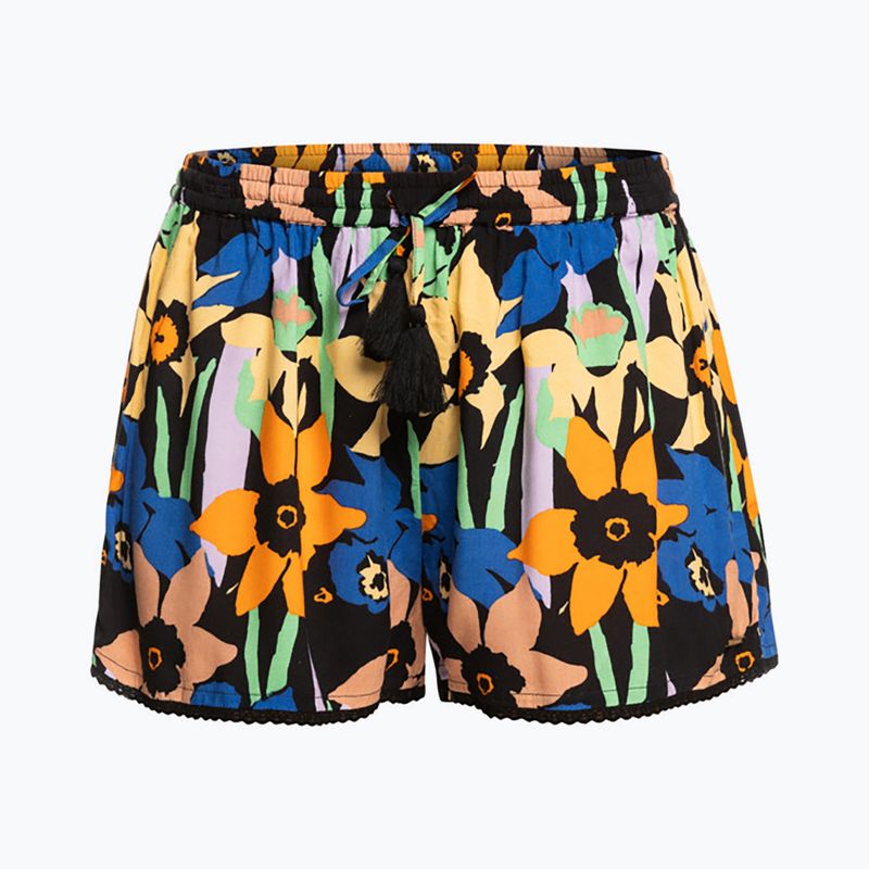 Pantaloncini da bagno donna ROXY Salty Tan antracite fiore jammin