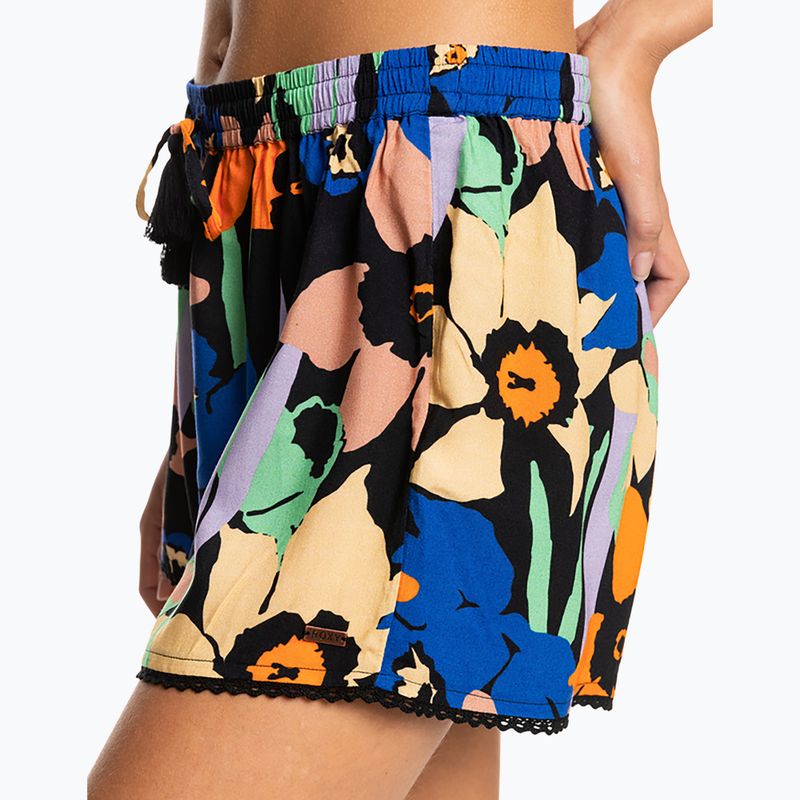 Pantaloncini da bagno donna ROXY Salty Tan antracite fiore jammin 4