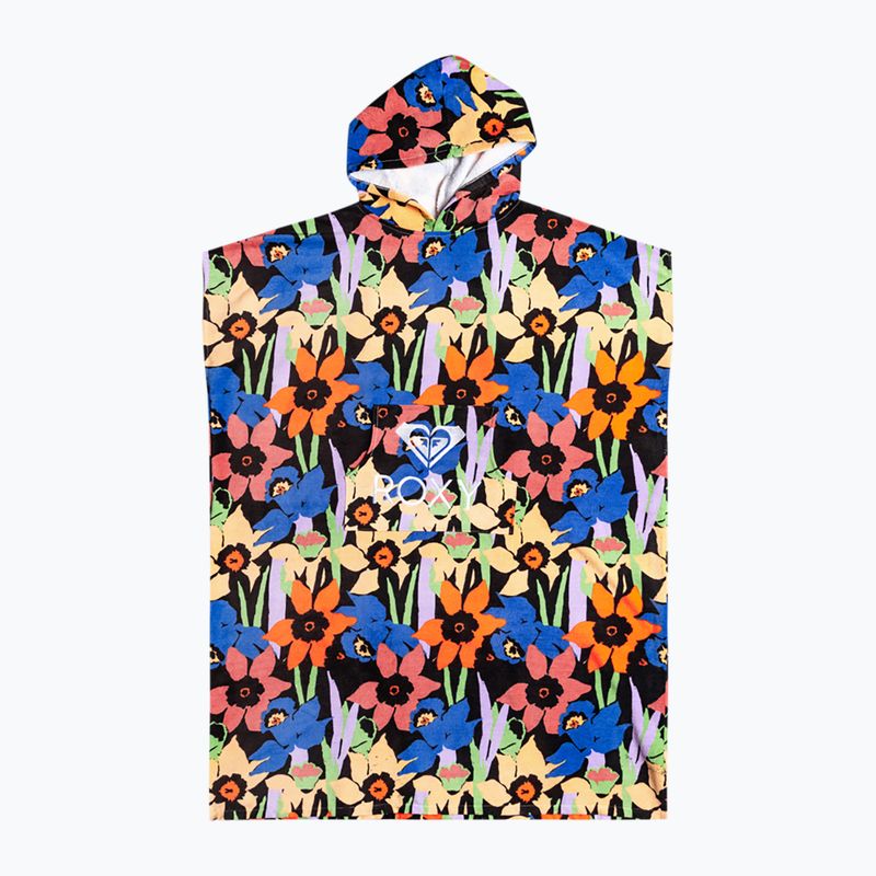 Poncho donna ROXY Stay Magical stampato a fiori color antracite