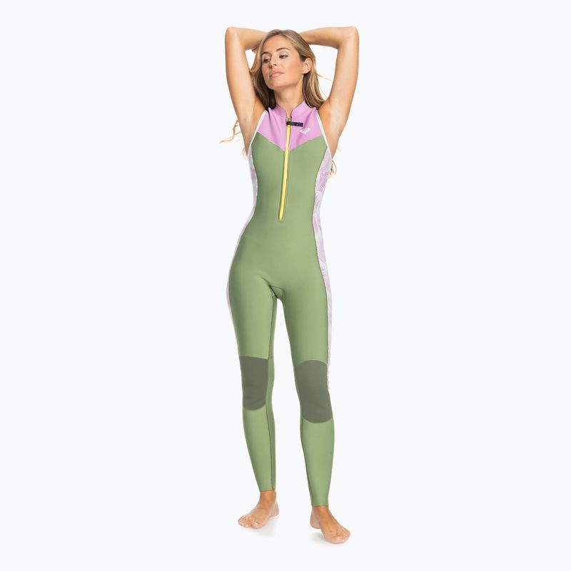 Muta da bagno ROXY 1,5 mm Long John palmed out grigio chiaro da donna 3