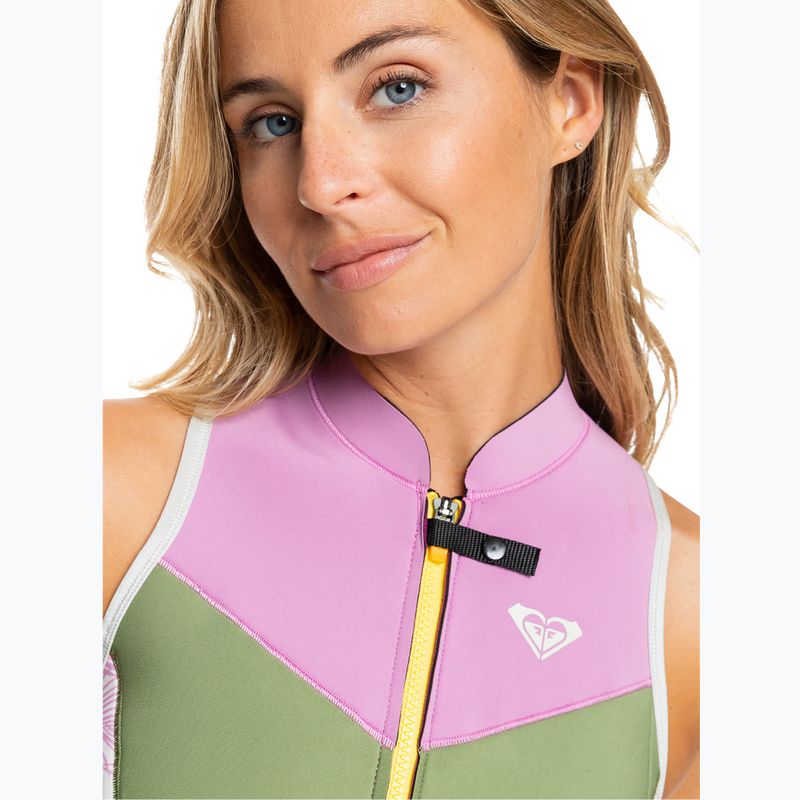 Muta da bagno ROXY 1,5 mm Long John palmed out grigio chiaro da donna 6