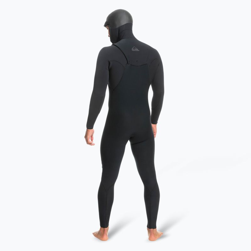 Uomo Quiksilver Highline 5/4/3 Petto Zip Cappuccio Swim Foam Nero 3