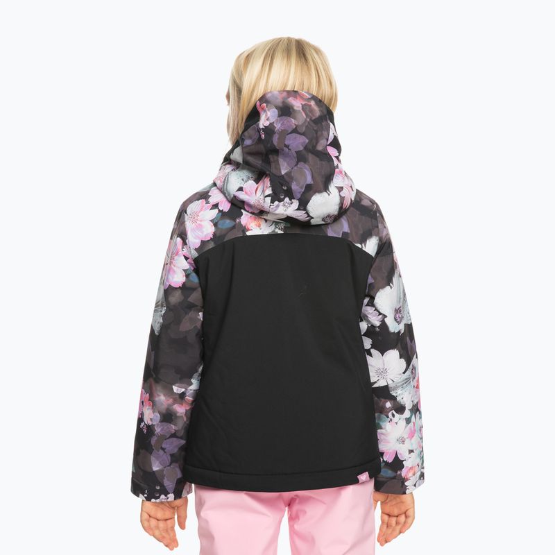 Giacca da snowboard per bambini ROXY Greywood Girl true black blurry flower 3