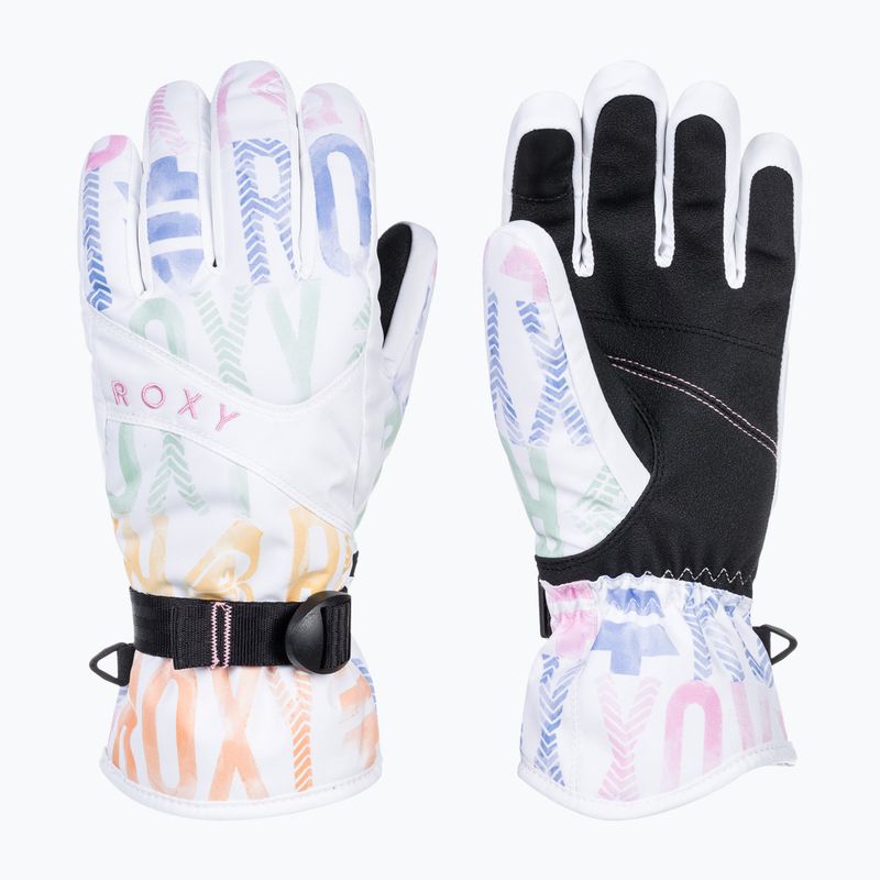 Guanti da snowboard da donna ROXY Jetty nero brillante bianco sapone 5