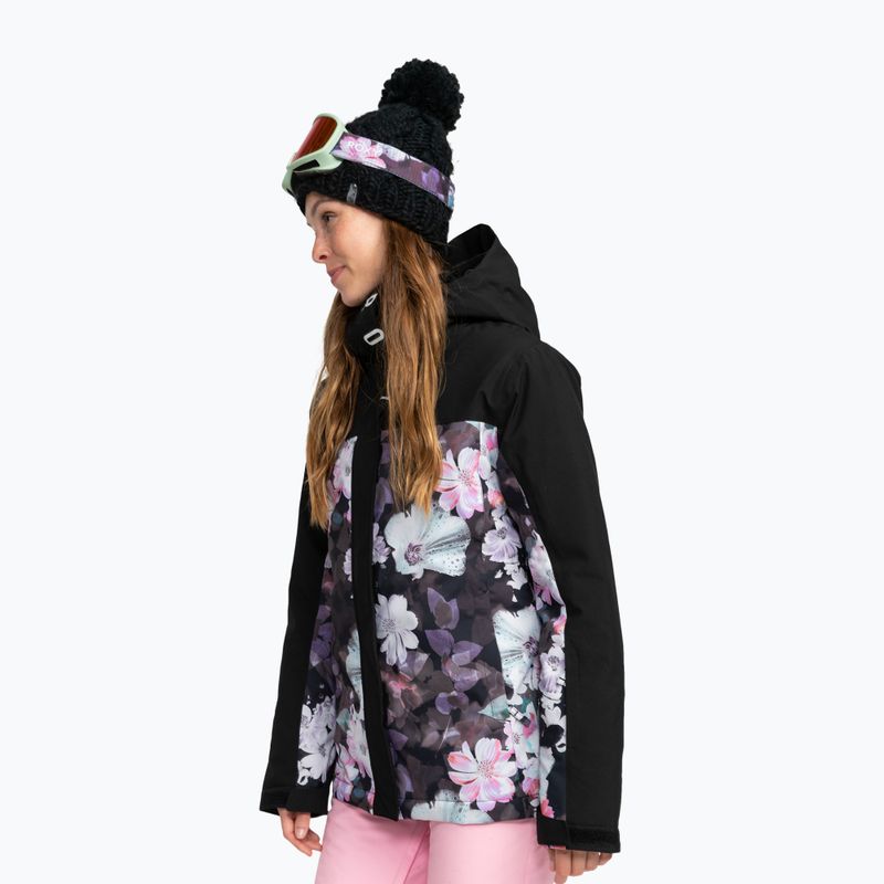 Giacca da snowboard donna ROXY Galaxy true black blurry flower 2