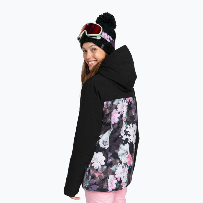 Giacca da snowboard donna ROXY Galaxy true black blurry flower 3