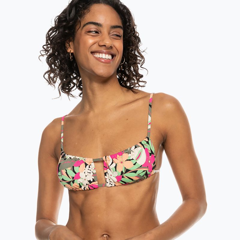 ROXY Stampato Beach Classics Bralette costume top antracite palma canzone s 2