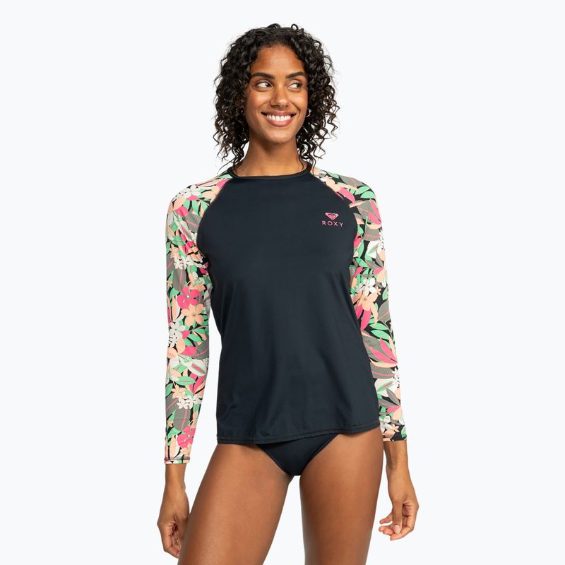 Donna nuoto manica lunga ROXY Lycra Stampato antracite palma canzone s 2