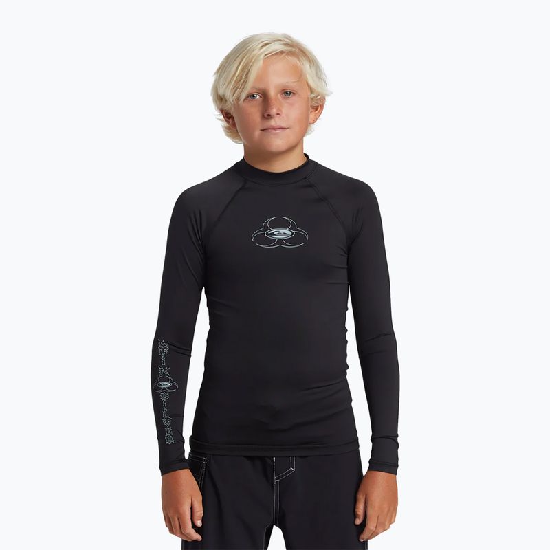 Quiksilver Saturn UPF50 nero manica lunga nuoto junior