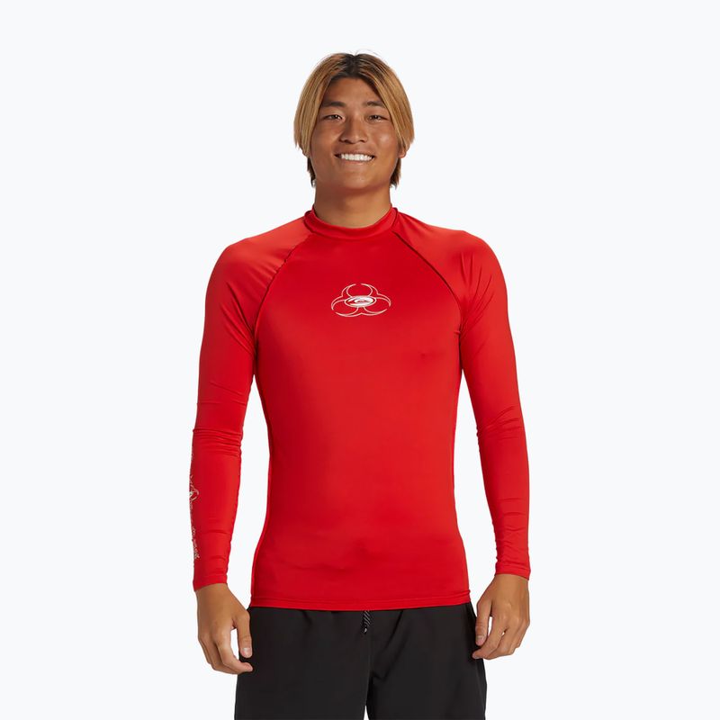 Quiksilver Saturn UPF50 uomo, manica lunga da nuoto rossa ad alto rischio