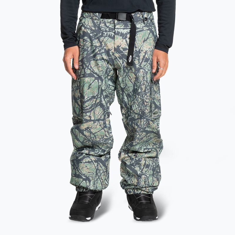 Pantaloni da snowboard Quiksilver Snow Down Cargo da uomo in legno astratto con spray marino