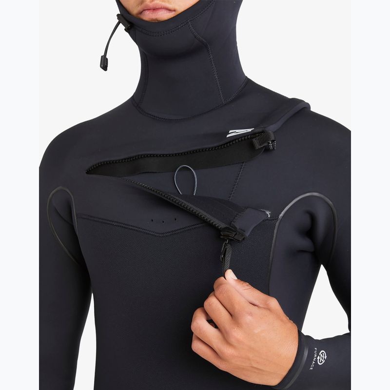 Billabong Uomo 5/4mm Furnace Natural Chest Zip Hooded Swim Foam Nero 6