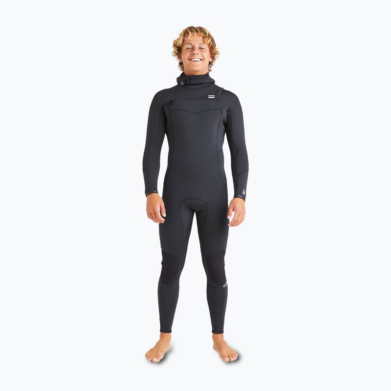 Billabong Uomo 5/4mm Absolute Natural Chest Zip Hooded Swim Foam Nero