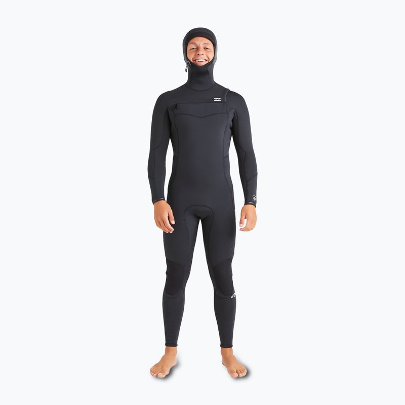 Billabong Uomo 5/4mm Absolute Natural Chest Zip Hooded Swim Foam Nero 2