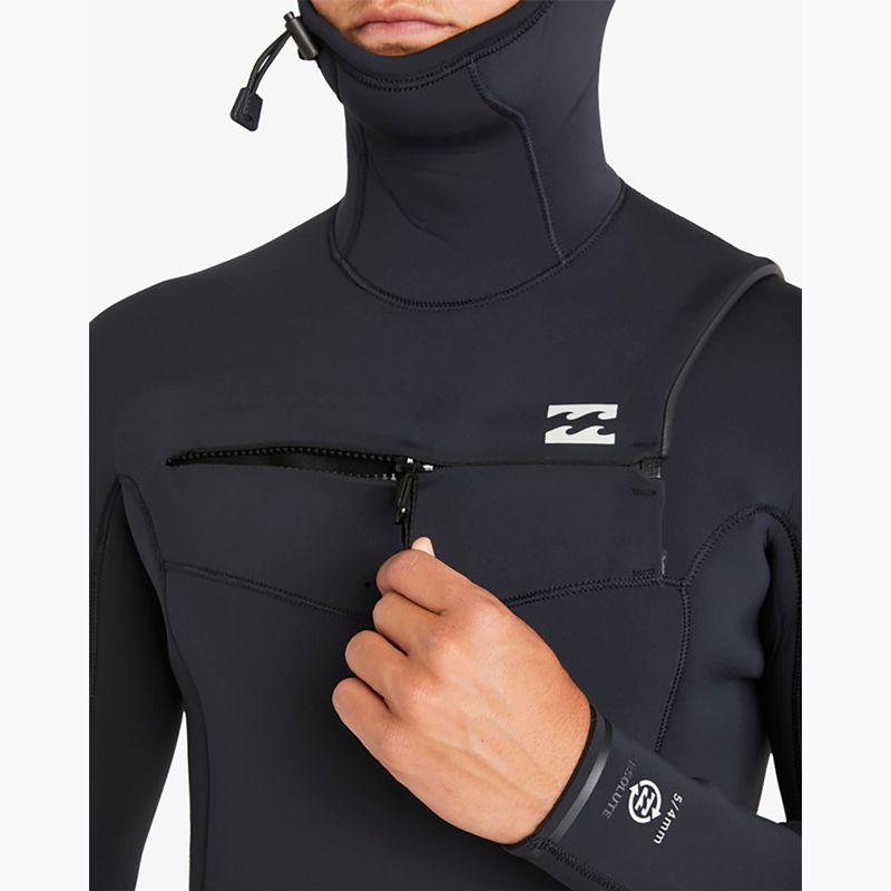 Billabong Uomo 5/4mm Absolute Natural Chest Zip Hooded Swim Foam Nero 5