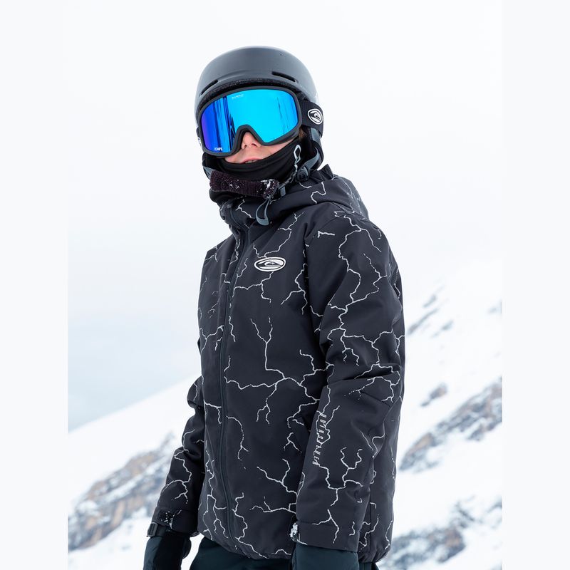 Giacca da snowboard Quiksilver da bambino High In The Hood Stampata ad alta energia nera riflettente 5