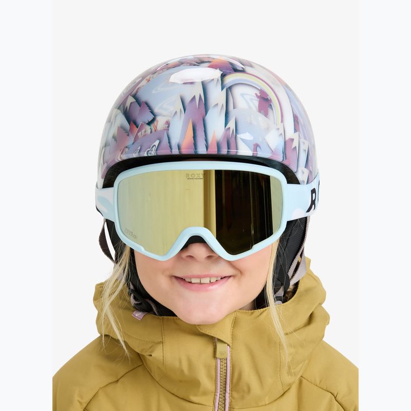 Maschera da snowboard per bambini ROXY Missy big flowers/clux ml light blue 6