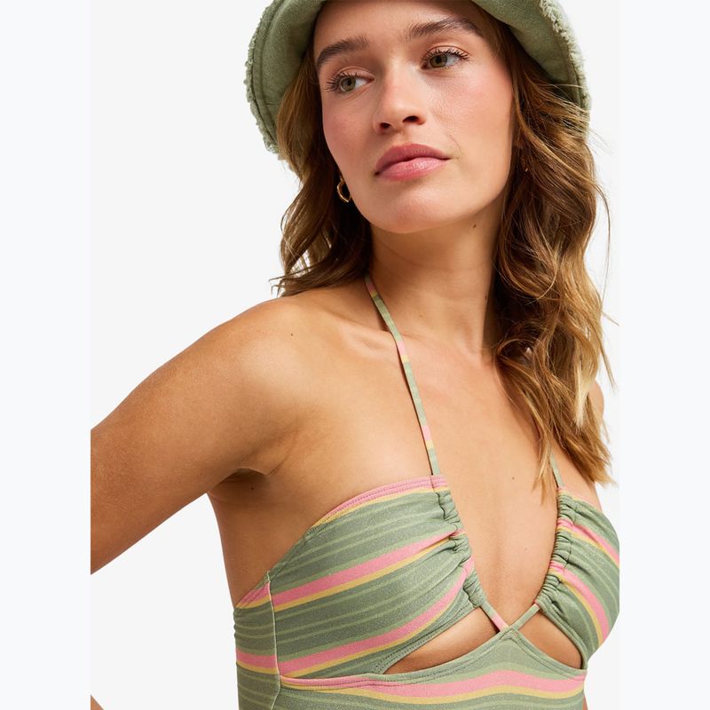 Costume da bagno intero da donna ROXY Dreamer HI oil green say it with stripes 5