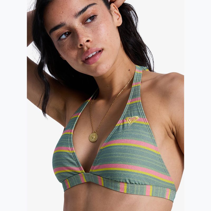 Parte superiore del costume da bagno ROXY Ocean Dreamer Fixed Tri oil green say it with stripes 5