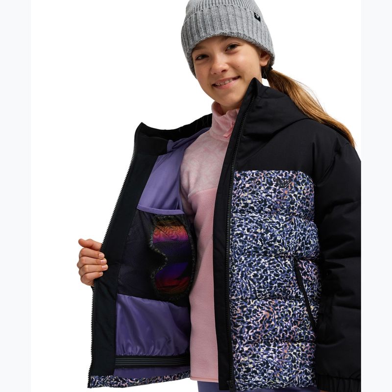 Giacca da snowboard per bambini ROXY Snowyhill Printed Puffy true black wildin out rg 5