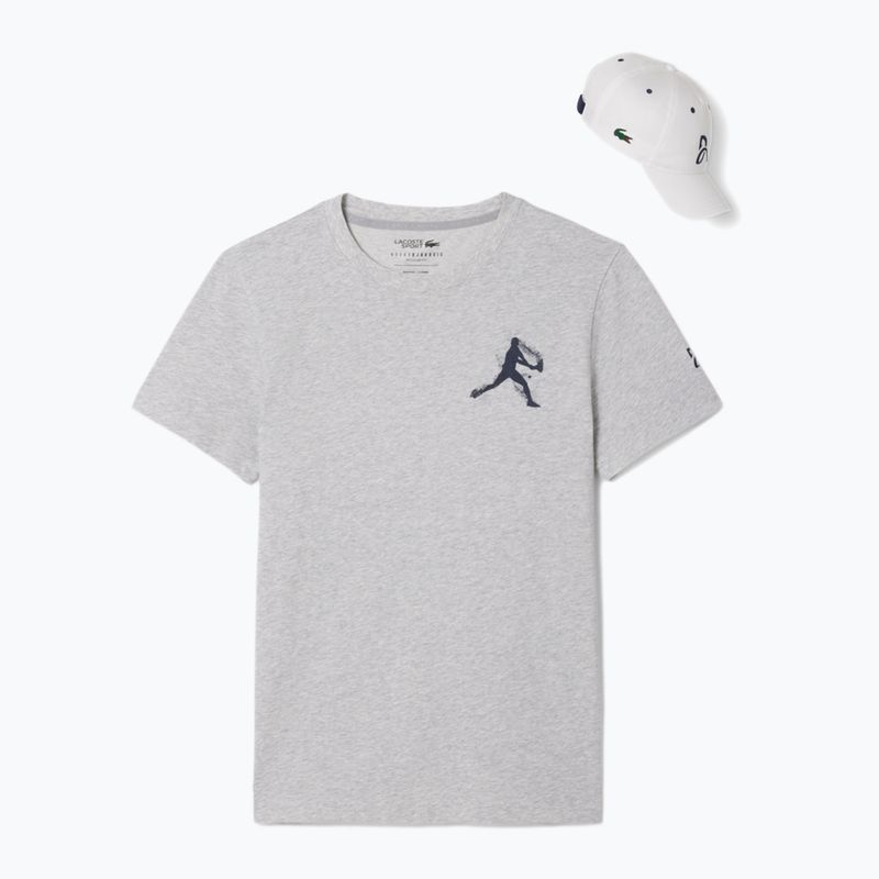 Koszulka męska + czapka Lacoste TH1044 silver chine/ navy blue 10