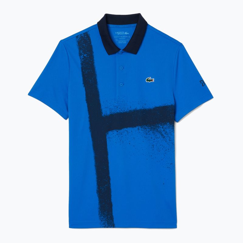 Polo Tennis Lacoste Uomo DH8971 blu gipsy 4