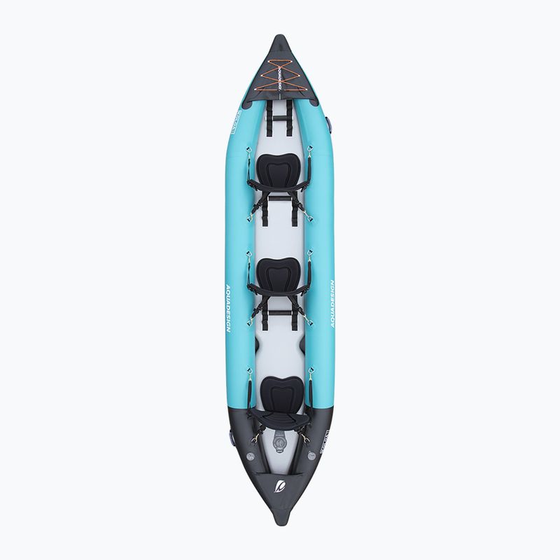 AQUADESIGN Koloa 400 cm blu/nero kayak gonfiabile per 3 persone 2