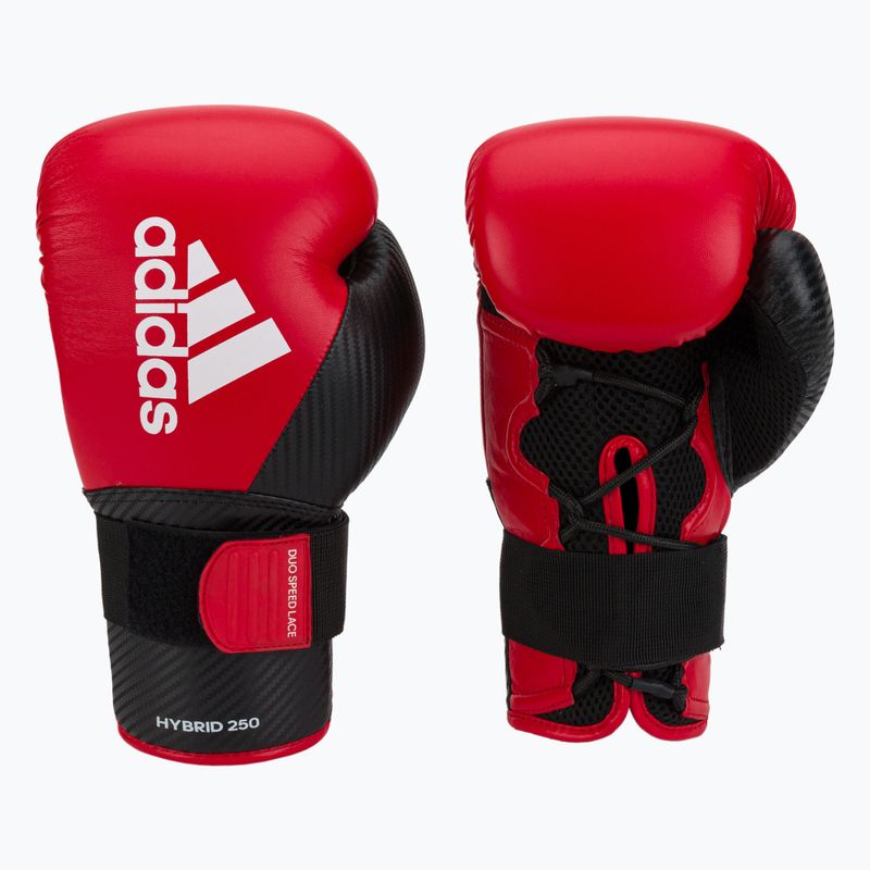 Guantoni da boxe adidas Hybrid 250 Duo Lace rosso ADIH250TG