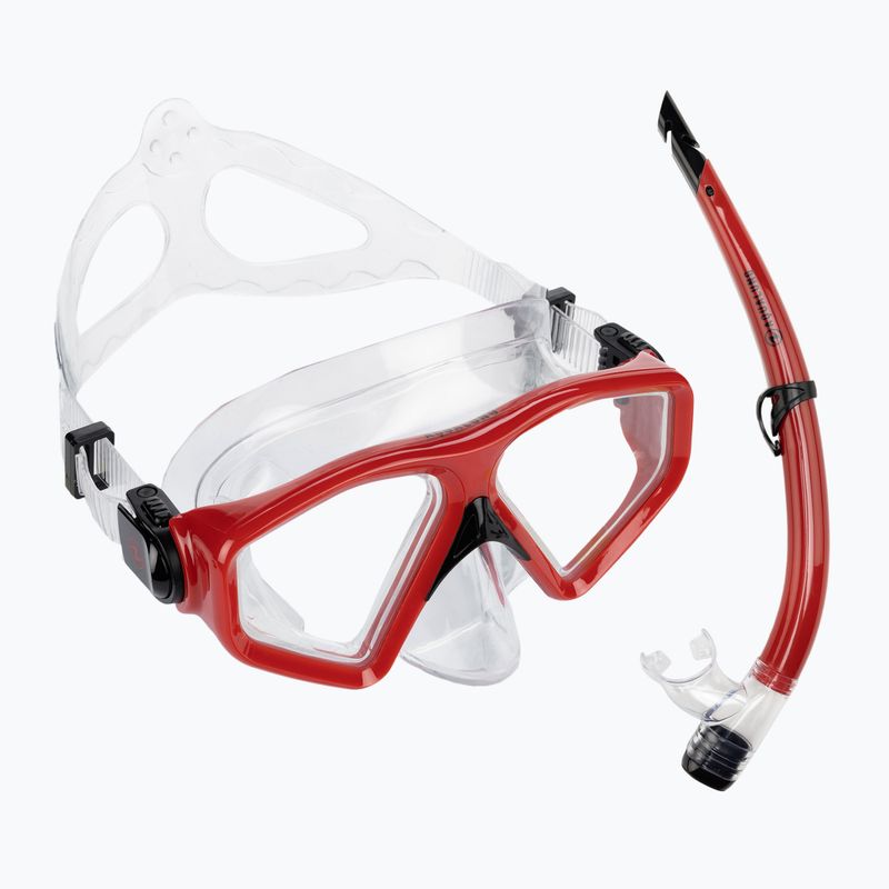 Set da snorkeling Aqualung Saturn Combo trasparente/rosso