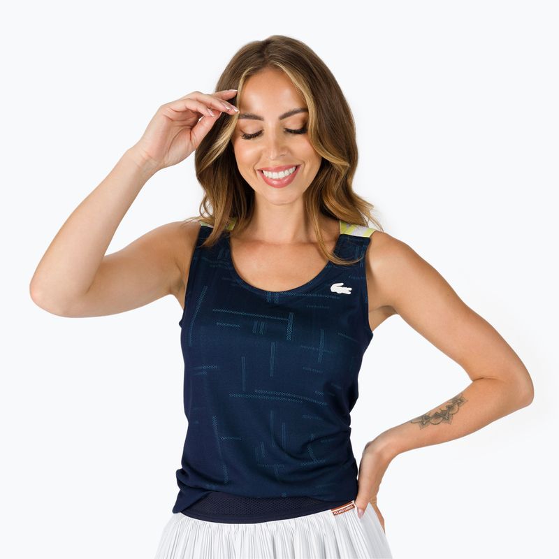 Camicia da tennis Lacoste donna TF0754 blu navy/bianco/bianco