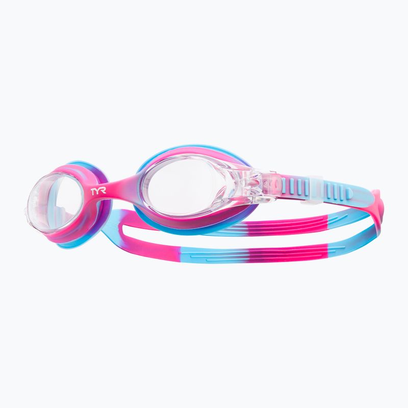 Occhiali da nuoto TYR Swimple Tie Dye Non-Mirrored trasparenti/rosa/blu per bambini