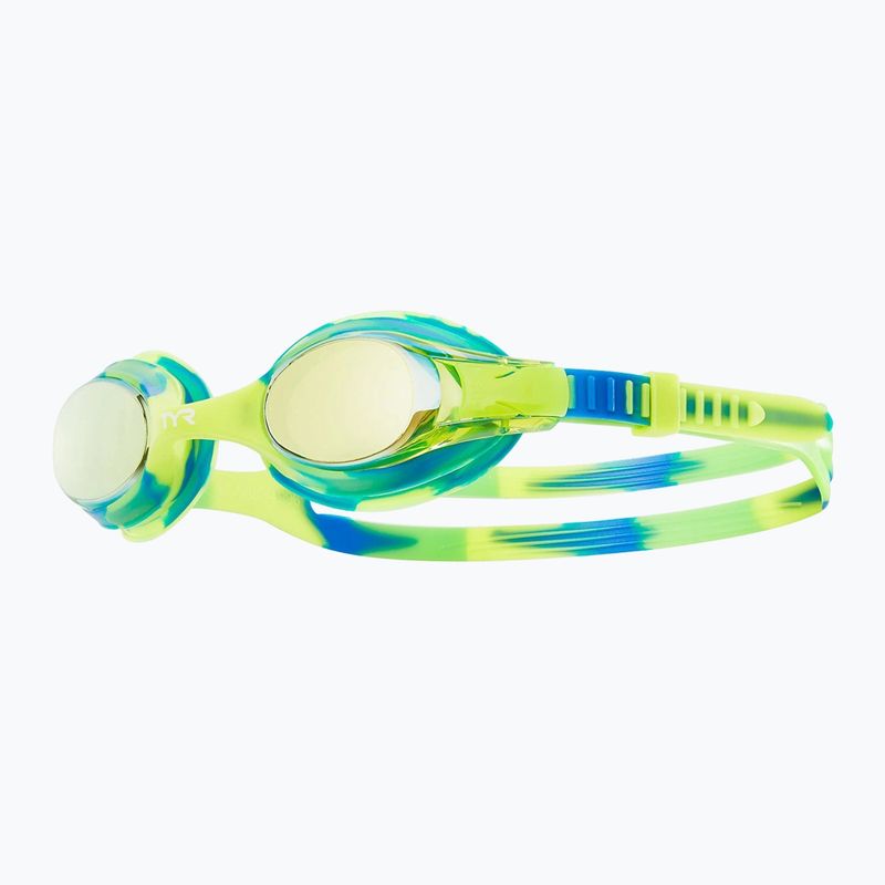 Occhialini da nuoto TYR Swimple Tie Dye Mirrored oro/verde/blu per bambini