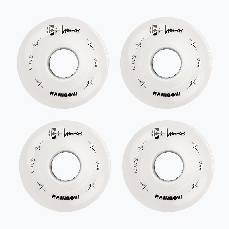 Ruote per pattini a rotelle FR Skates Luminous Led Quad Wheel 62mm/85A Sixies 6LED X4 rainbow/white 2