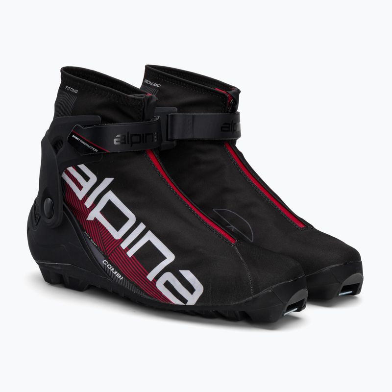 Scarponi da sci di fondo da uomo Alpina N Combi nero/bianco/rosso 4