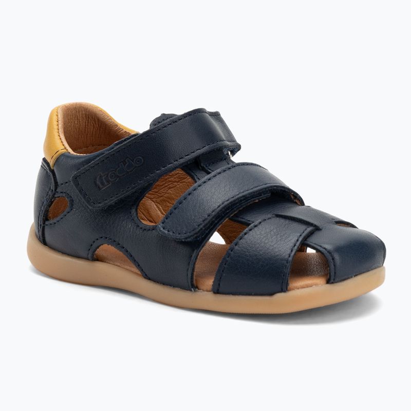 Sandali per bambini Froddo Dallas blu scuro a piedi nudi