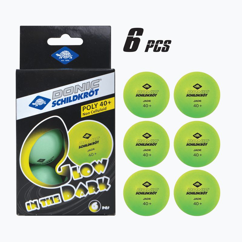 Donic-Schildkröt Glow In The Dark Poly 40+ 6pcs palline da ping pong luminose.