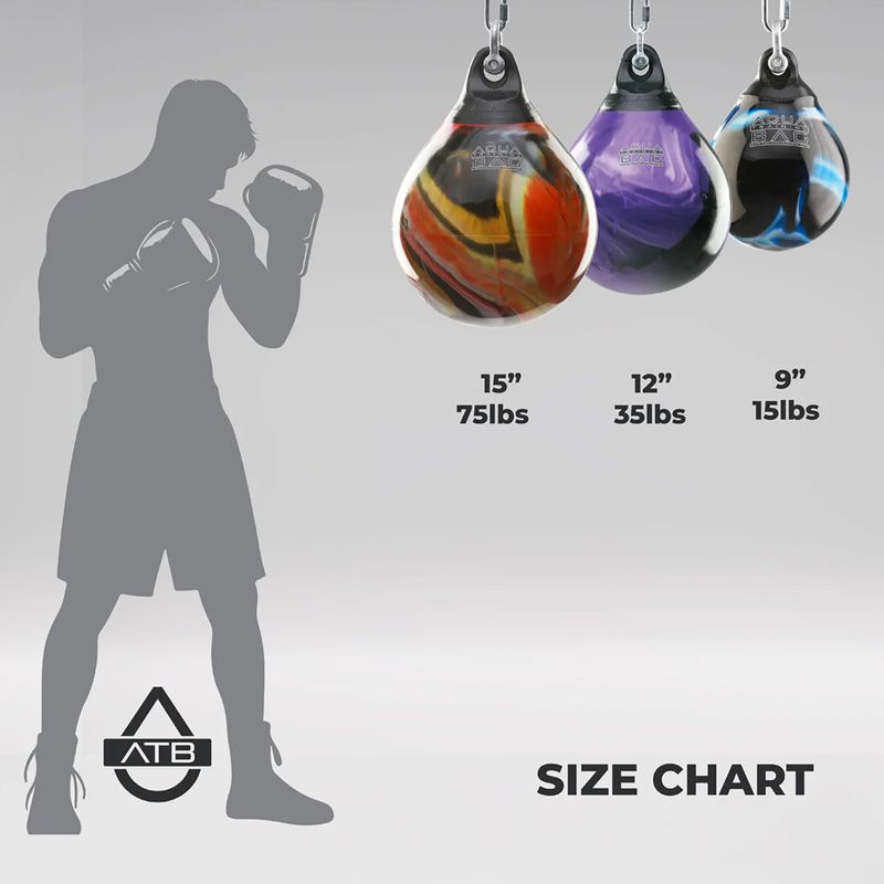 Sacco da boxe Aqua Training Bag Energy Punching Bag 15" nero/argento 8