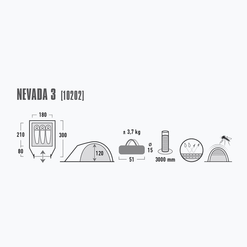 Tenda da campeggio per 3 persone High Peak Nevada 3 grigio scuro/rosso 2