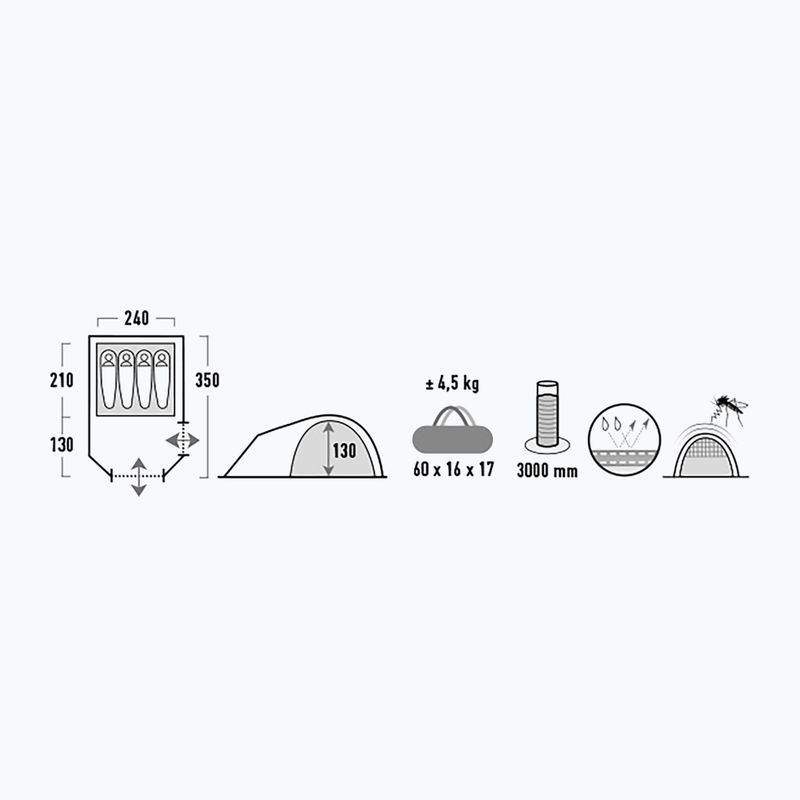 Tenda da campeggio High Peak per 4 persone Kira 4 grigio nimbus 7