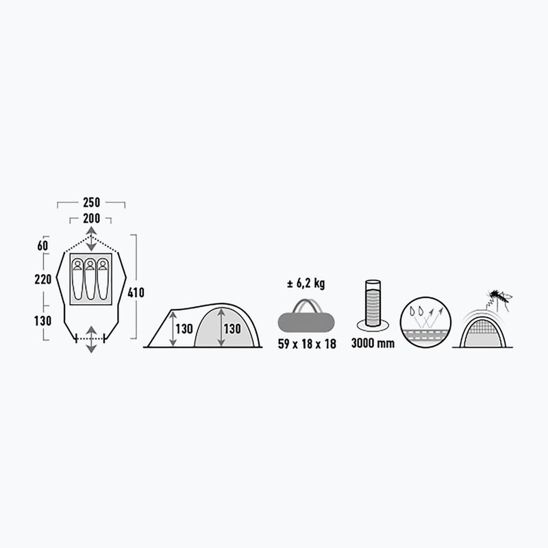 Tenda da campeggio per 3 persone High Peak Alfena 3 grigio nimbus 2