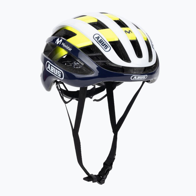Casco da bicicletta ABUS AirBreaker Movistar Team 24 blu/giallo/bianco
